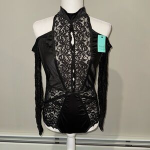 Black lace lingerie with choker